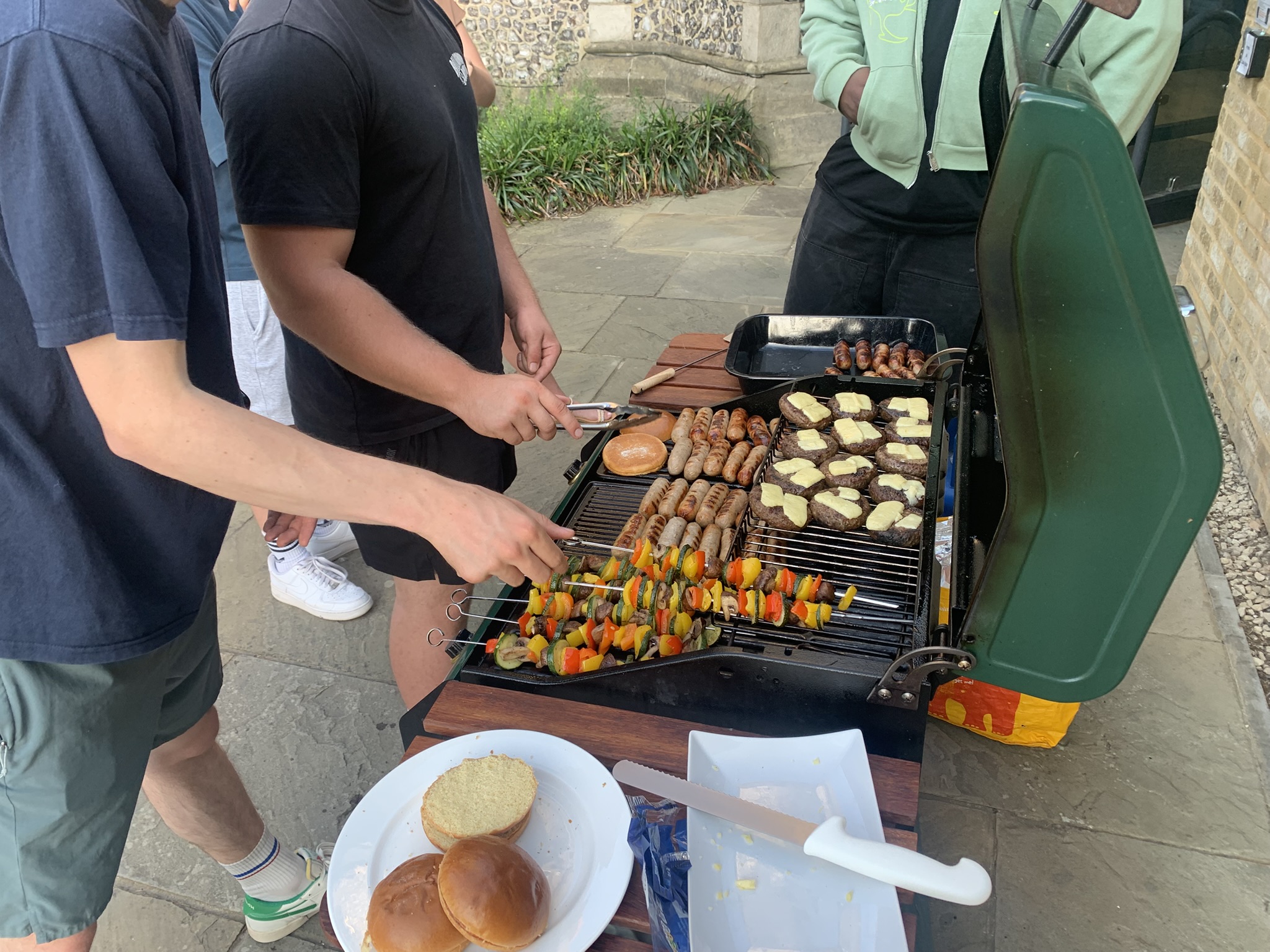 A close up of the food on the grill