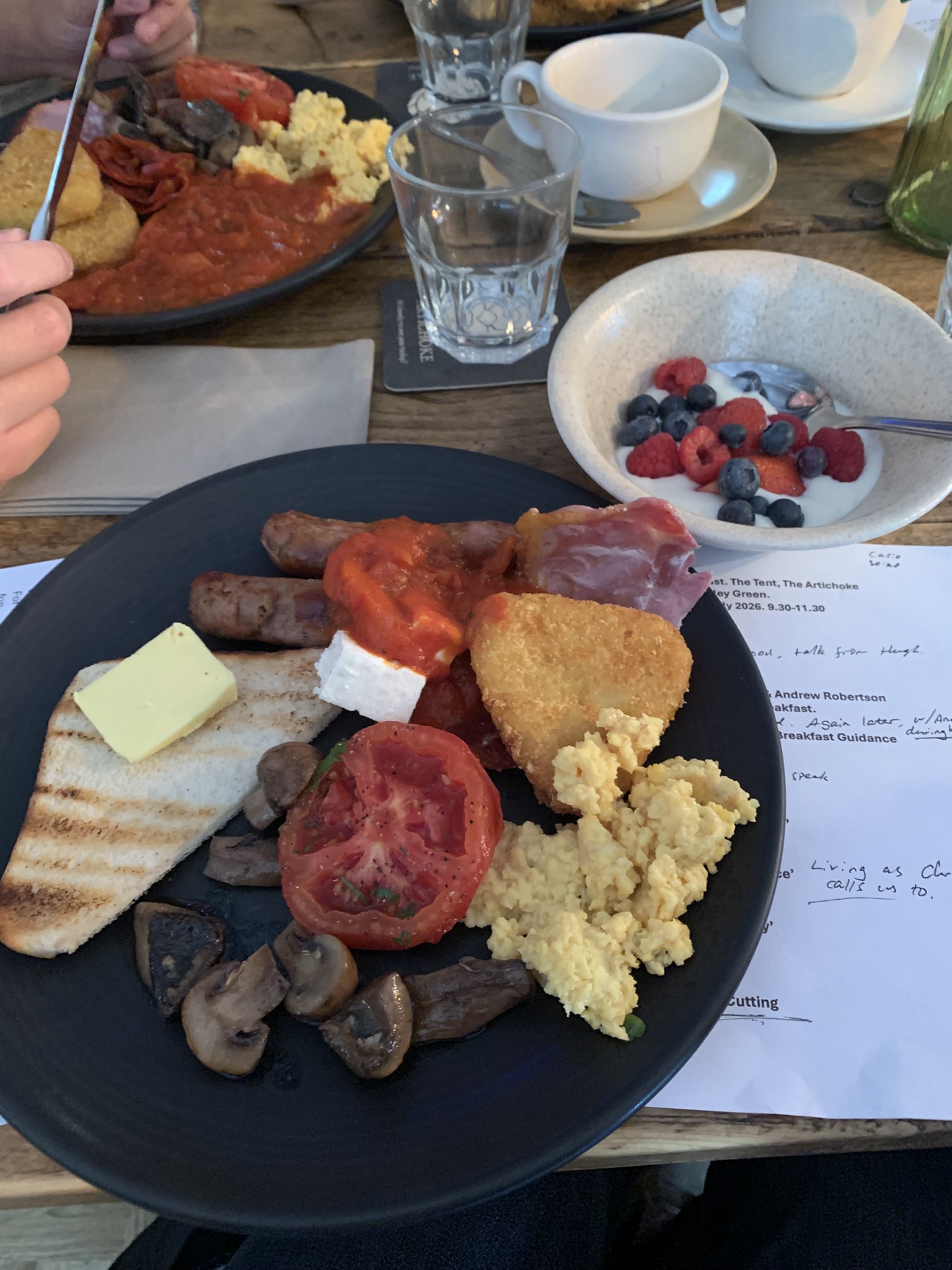 Food at the men's breakfast